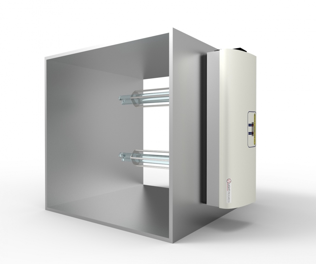 Geflanschtes UV-C-Keimtötungsmodul für Kanäle oder Lüftungsgeräte - Länge der Lichtquelle: 382mm - 2 x 60W-HO - (IP55)
