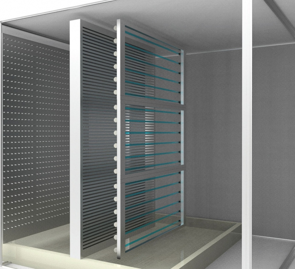 Keimtötendes UV-C-Modul aus Edelstahl für Kanäle und Lüftungsgeräte - 73 x 450 x 496 mm - 4 x 40W-HO - (IP55)