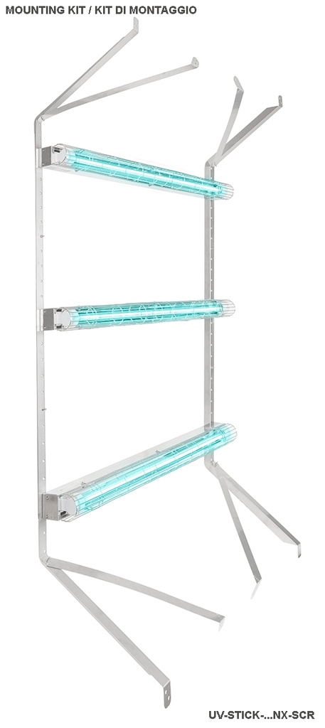 UV-C-Gerät zur Luft- und Oberflächenentkeimung, eingebaut in Edelstahl mit seriellem Anschluss | 80W-HO - 1267 x 65 x 96mm - IP55 | UL LISTED