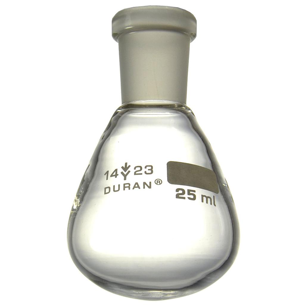 Flask, pear shaped, 25 ml, ST 14/23,   centered, Preciso, round bottom,  pack = 10 pcs.