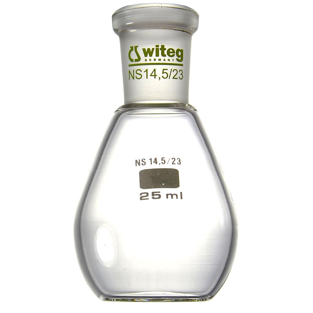 Flask, pear shaped, 100 ml, ST 14/23,  centered, Preciso, flat bottom,  pack = 10 pcs.