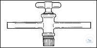 1-Wege-Hahn, "TYP N", NS 19, mit hohlem  NS-Küken, mit Glasgriff,Gewindehahn-  sicherung, Bohrung: 4 mm, DIN 12541