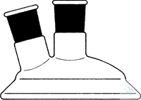 Planflanschdeckel, DN100, mit Mittelhals NS 29/32,  mit einem schrägen Seitenhals NS 29/32 (15°),  Borosilikatglas