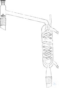 Destillierbrücken, f. feuergefährliche Lösungsmittel,  Thermometerschliff NS 14/23, Kern NS 24/29, Länge 250 mm  