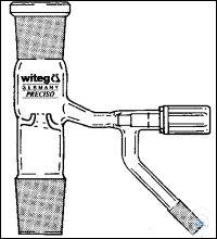 Destillatlenker nach Dr. Howorka, mit PTFE-Ventilhahn,  Hülse NS 29/32, Kern NS 29/32,Kern seitl. 29/32   Hahnöffnung 6 mm, 