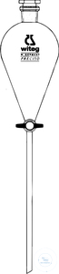 Squibb-Scheidetrichter, 250 ml, NS 29/32,  Bohrung 2,5 mm, mit NS-PTFE-Küken,   PE-Stopfen, ungraduiert  VE = 2 Stück