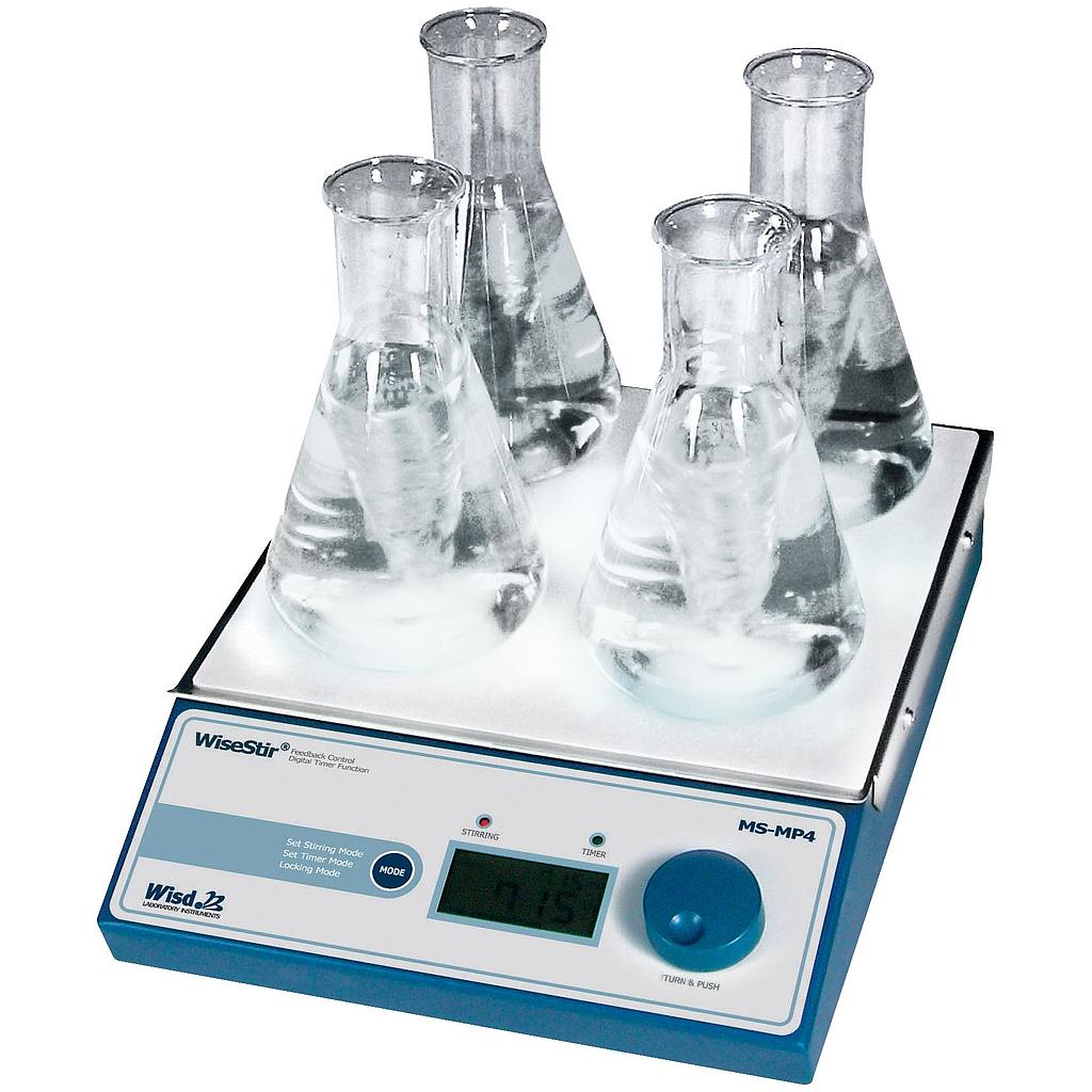 Magnetic stirrer MS-MP4 digital 4 places 1200rpm stainless steel plate