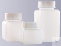 Vierkantflasche, Weithals, 500 ml, GL 65,  Höhe 120 mm, mit Verschraubung, PE-HD