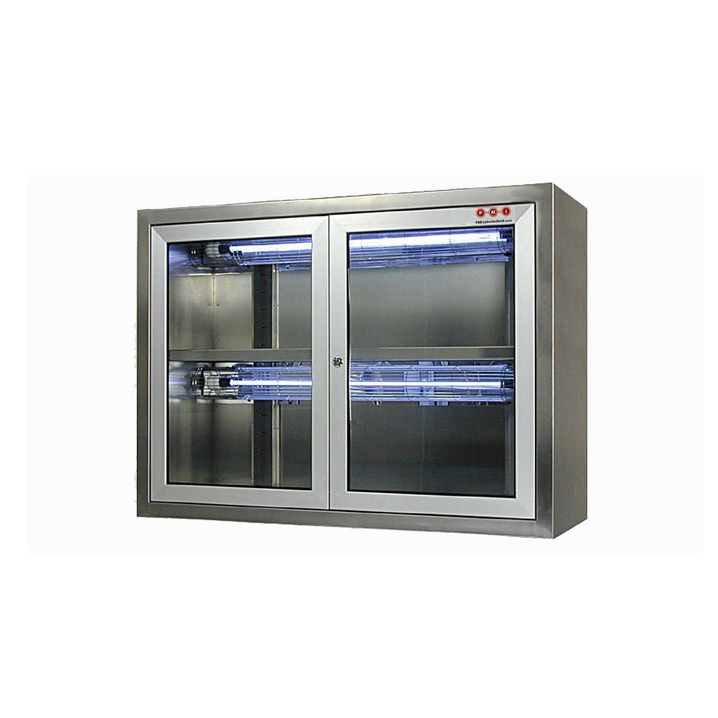 UV-C Edelstahl-Wandschrank, 2 Türen, 2 Einlegeböden, 2x75W HO (IP20)