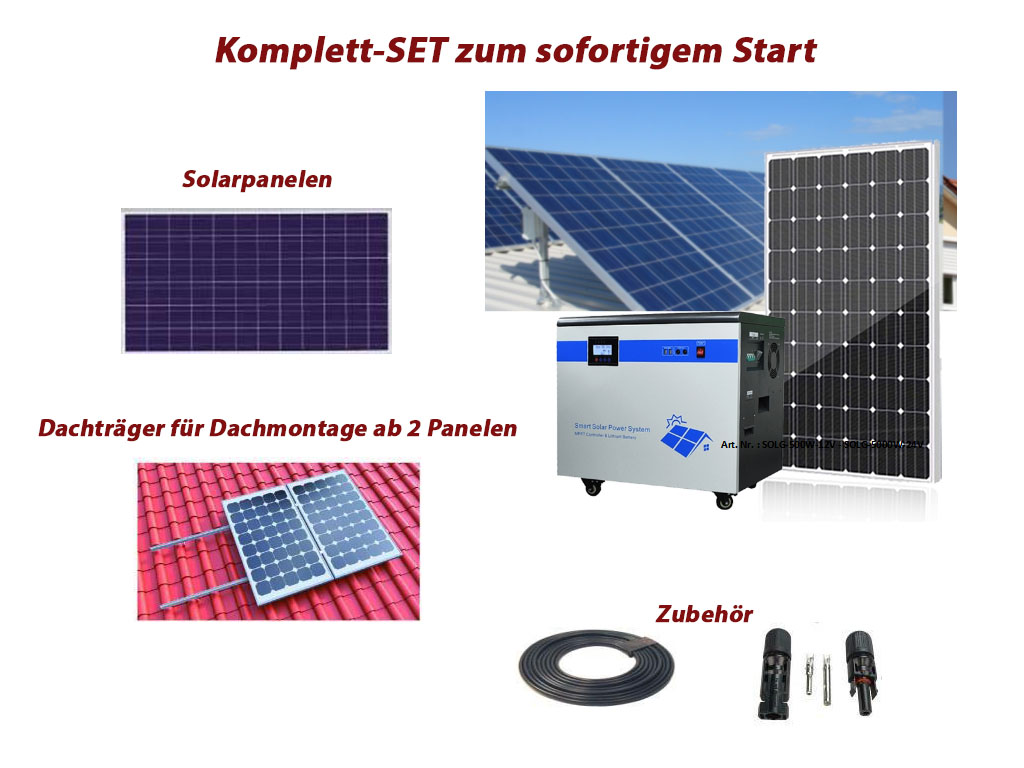 Set USV 1kW mit 1.2kWh Akku und  1 x 360W Solarpaneln