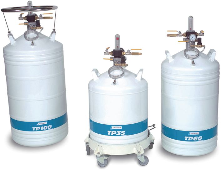 Liquid nitrogen storage vessels, TP 100 with control head and pressure regulator