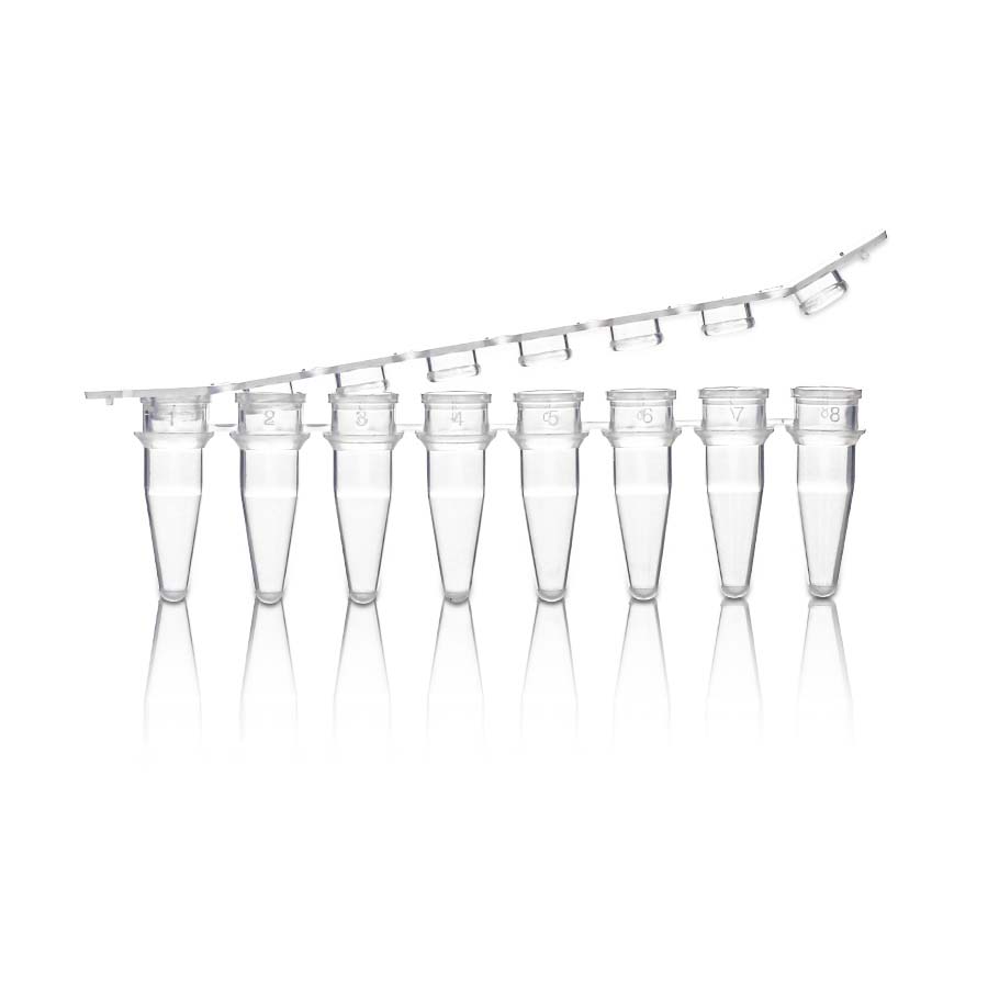 0.2mL 8-Strip Clear PCR Tube mit 8-Strip Clear Flat Cap' Non-Sterile125Strips/Beutel' 1Beutel/Pack' 10Packs/Karton