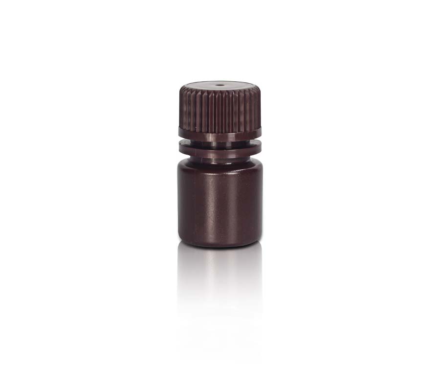 8mL PP Reagenzflasche und Kappe' Schmale Öffnung' Bernstein' Unsteril100Stück/Beutel' 10Beutel/Karton