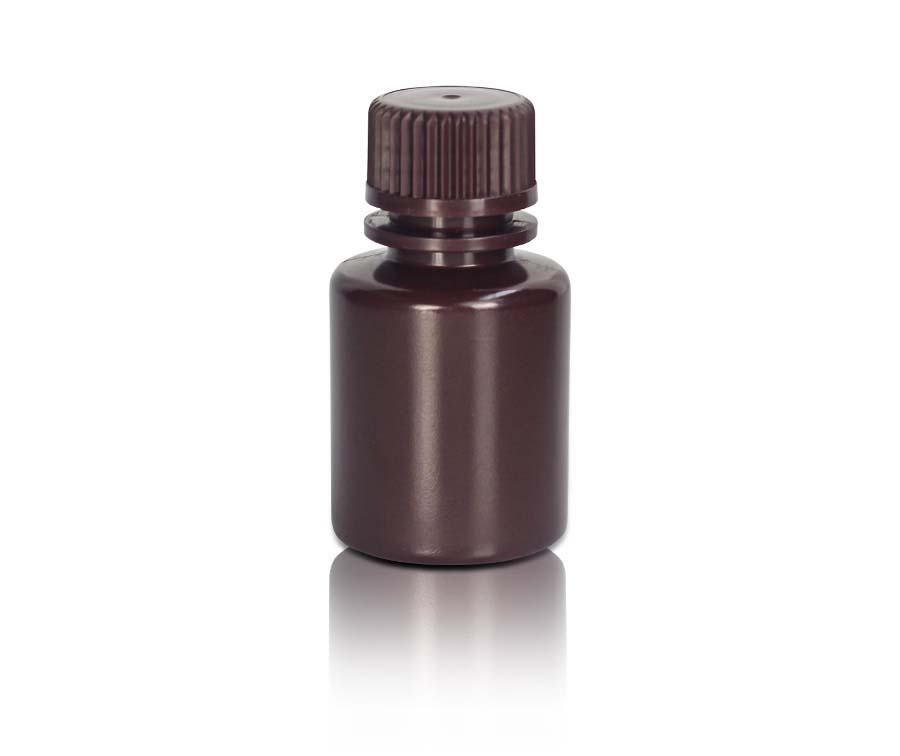 30mL HDPE-Reagenzienflasche und Kappe' Schmale Öffnung' Bernstein' Unsteril100Stück/Beutel' 10Beutel/Karton