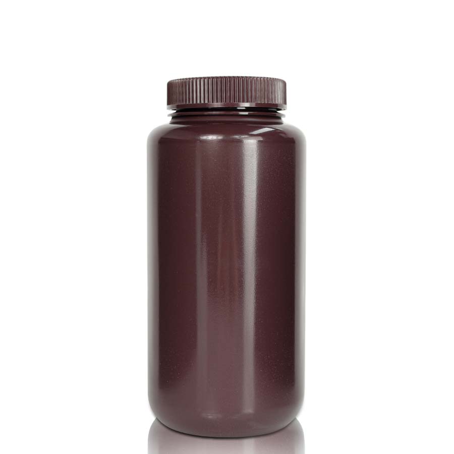 1000mL HDPE-Reagenzienflasche und Deckel' Weithals' Bernstein' Unsteril5Stück/Beutel' 10Beutel/Karton
