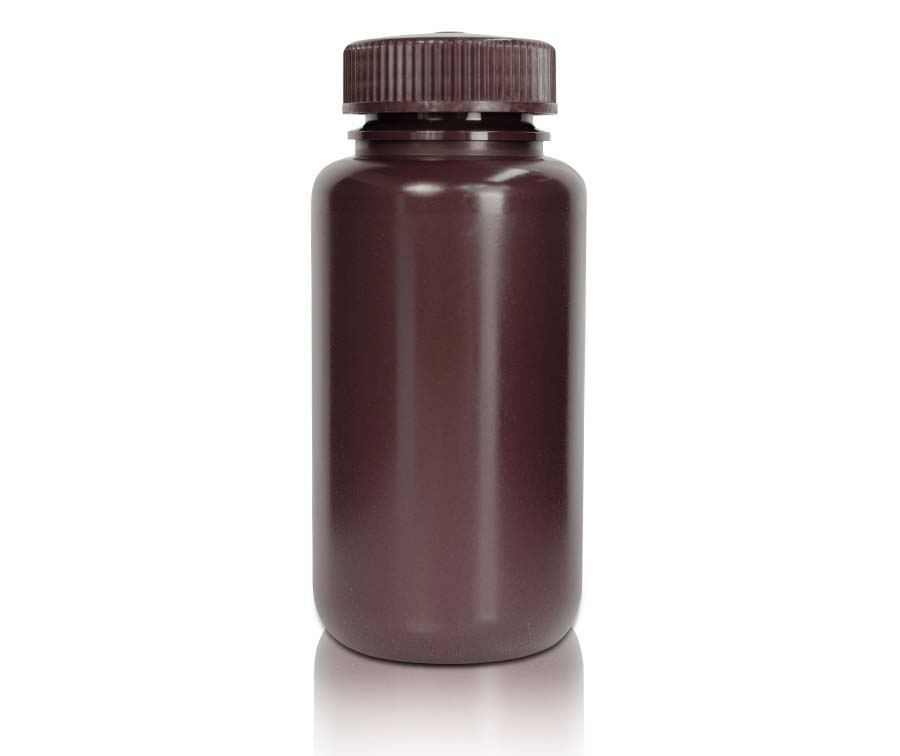 250 mL PP-Reagenzienflasche und Deckel' Weithals' Bernstein ' Unsteril20 Stück/Beutel' 10 Beutel/Karton