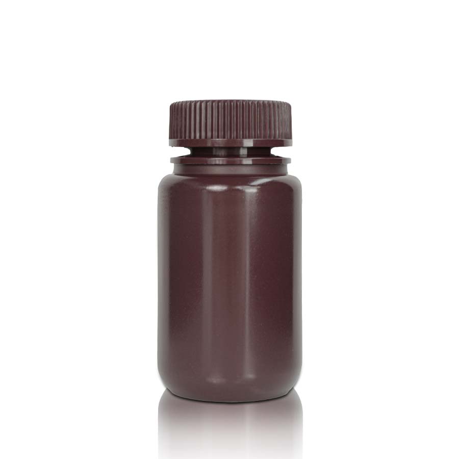125 mL HDPE-Reagenzienflasche und Kappe' Weithals' Bernstein' Unsteril 25 Stück/Beutel