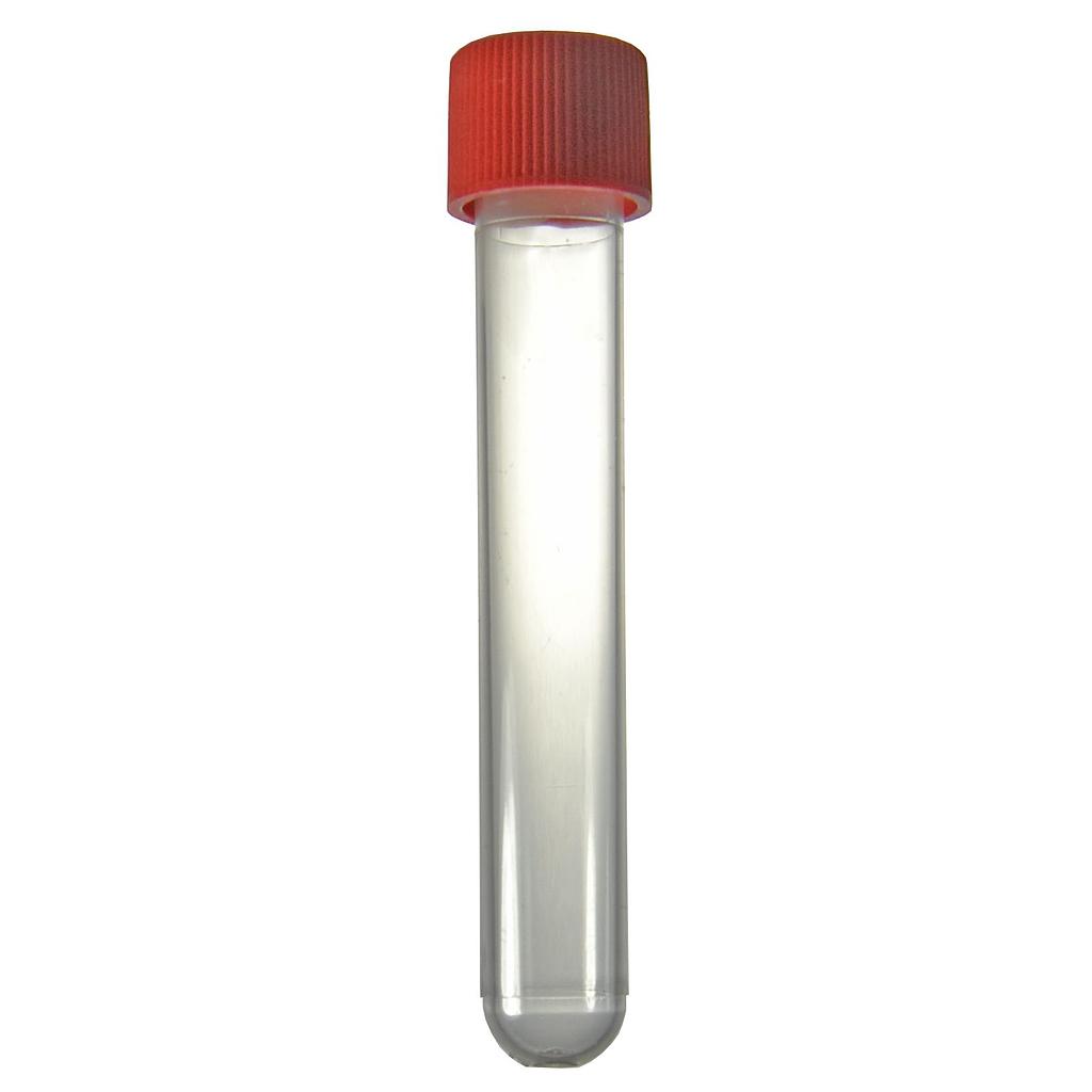 Reagenzröhrchen, 10 ml, 16 x 100 mm, Rundboden,   mit Schraubverschlusskappe, steril, aus PS, Pack = 200 Stück