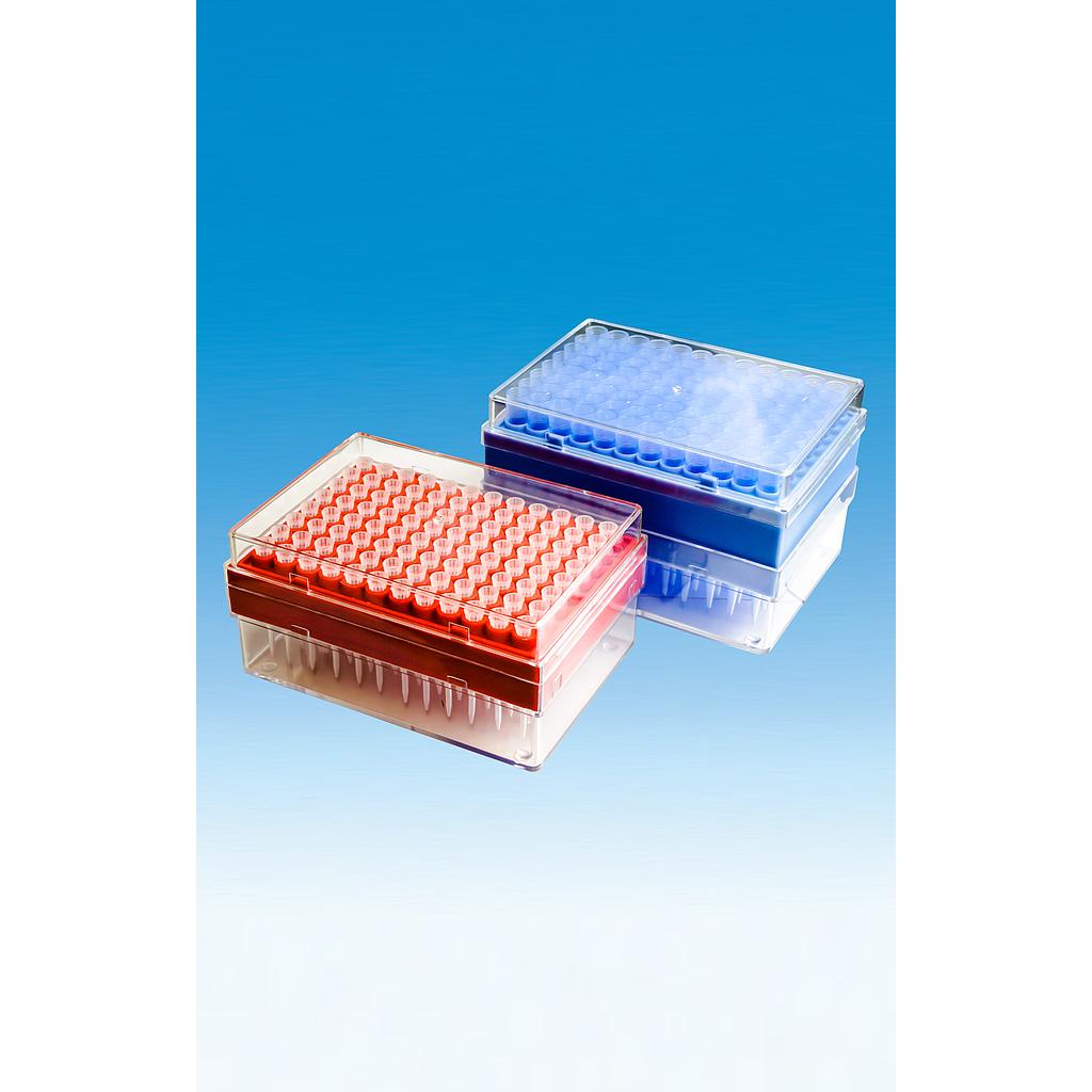 Pipettenspitzen im sterilisierbaren Magazin, 0,5 - 20 µl, PP, mit Deckel, neutral, autoklavierbar, konformitätsbescheinigt universal passend, 1 Pack = 96 Stück