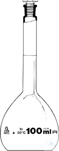 [3 664 016 A] (3 664 016 A) Messkolben, 15 ml, Klasse A,   konformitätsbescheinigt, NS 10/19,   PE-Stopfen, Diffico braun, mit Ausguss  aus DURAN Rohr gefertigt,    