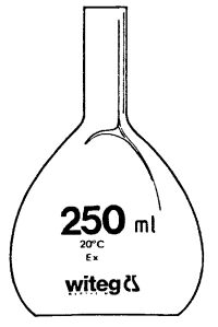 [3 685 097] (3 685 097) Überlaufmesskolben, für die Wasseruntersuchung,   an der Inhaltsmarke abgeschnitten, Schnittfläche   plangeschliffen, ohne Stopfen, DIN-B,  geeignet für Geräte von WTW , 97,0 ML