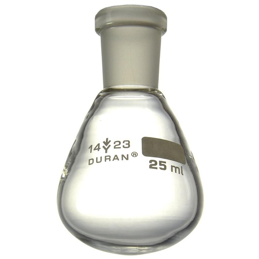 [0 658 025] Flask, pear shaped, 25 ml, ST 14/23,   centered, Preciso, round bottom,  pack = 10 pcs.