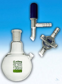 [0 777 014] (0 777 014) Schlenkkolben, 100 ml, NS 14/23  mit PTFE-Nadelventil 0-3 mm und Olive,   Boro 3.3