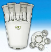 [0 850 032] (0 850 032) Sulfierkolben, 200 ml ,mit 4 Seitenhälsen,  MH NS 29/32, SH NS 19/26
