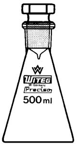 [2 435 001] (2 435 001) Sendtner-Jodzahlkolben, 1000 ml, NS 29/32,   m. NS-Sechs- Kant Hohlstopfen