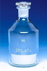 [2 912 250] Winkler bottle, accurately adjusted  capacity, with flat plastic stopper and label,   capacity 250-300ml, o.d. 70 mm, height 130 mm