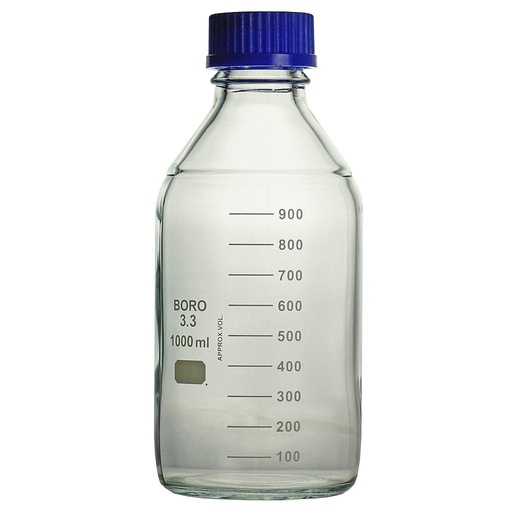 [5 526 100 S] (5 526 100 S) Laborflaschen, 100 ml, GL 45, mit Graduierung,  mit Schraubkappe und Ring, Borosilikatglas 3.3,    
