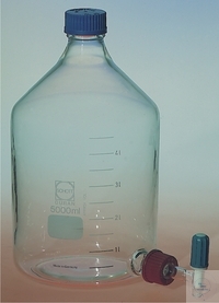 [5 611 002] Aspirator bottle borosilicate  DIN 12037; with screw thread  GL 45 and screw thread tubus  GL 32, 2000 ml; H.262 mm; Ø 136 mm  bore of plug: 4 mm
