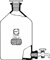 [5 614 005] (5 614 005) Abklärflaschen, hergestellt aus DURAN Rohr,   5000 ml, Höhe: 318 mm, Ø: 186 mm,   DIN 12037, mit NS-Hahn und NS-Stopfen, Hahn-Bohrung: 8 mm,   Hals: NS 45/40. Tubus: NS 29/32  