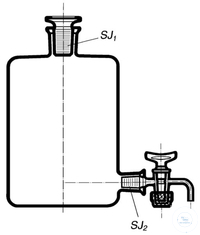 [5 614 002 B] Aspirator bottles, borosilicate glass, 2000 ml,  with ST-stopcock + stopper, height: 245 mm, Ø 136 mm,   bore of plug: 4 mm, neck: ST 29/32, tubus: ST 19/26