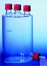 [5 802 002] (5 802 002) Woulff'sche Flasche, 2000 ml, mit Bodentubus GL 25,  2 SH GL 18, MH GL 25, mit Gewindekappen, 225 x 130 mm