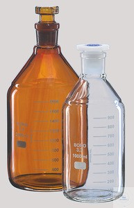 [5 877 100] Laboratory bottle 100 ml, ST 29/32, clear glass,  boro. glass 3.3, Ø56 mm, height 105 mm, with graduation,  autoclavable, with hollow-hexagonal glass stopper,   Pack = 10 pcs.