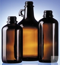 [5 897 002] (5 897 002) Enghals-Flaschen, rund, Braunglas,  mit Ausgießring und Staubschutzkappe,  Inhalt 2500 ml