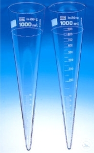 [2 930 000] Sedimentation cones Imhoff, 1000 ml,   with mark at 1000 ml, without stopcock  made of borosilicate glass