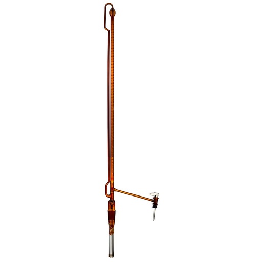[3 124 505] (3 124 505) Pelletbüretten Kl- AS,50 ml:0,1 ohne Zwischenhahn,  seitlicher  VENTILHAHN, mit PTFE-Spindel, 2 l Flasche,  Braunglas, ohne Druckball, kb    