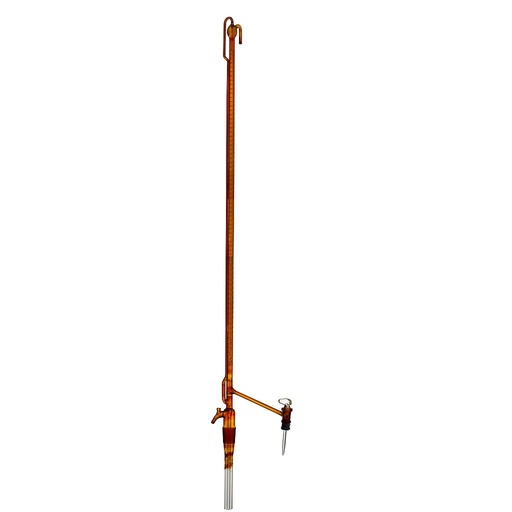 [3 124 108] (3 124 108) Pelletbüretten, DIN-AS, 10 ml:0,02, mit PTFE-Zwischenhahn,   seitlicher  VENTILHAHN, PTFE-Spindel, braun eingefärbt,   2l Vorratsflasche, ohne Druckball, Konformitäts-bescheinigt    