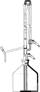 [3 152 105] (3 152 105) Universal-Titrierapparat, 10 ml:0,02 DIN-AS,   seitlicher  VENTILHAHN, PTFE-Spindel, Schellbach,   Konformitäts-bescheinigt, 2 l. Flasche, ohne Druckball     