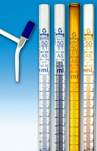 [0 244 201] (0 244 201) Büretten-Ventilhahn,  seitlich mit PTFE-Spindel,  Braunglas, Bohrung: 0 - 2 5 mm