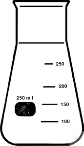 [5 508 100 B] (5 508 100 B) Erlenmeyer-Kolben, Borosilikatglas,  mit Teilung, 100 ml, Kolben Ø 64 mm,  Höhe 105 mm, Hals Ø 34 mm, Weithals,    