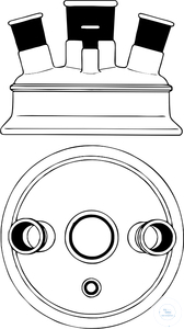 [0 943 655] (0 943 655) Planflansch-Deckel DN 200, 1x MH GL 45,  2x 15° schräge SH GL 18, 1x SH GL 14 gerade,  parallel, Borosilikatglas