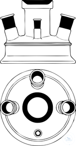 [0 944 329] (0 944 329) Aufsatz, DN 100, MH 29/32, 3 schräge SH 15° NS 29/32,  1x gerader SH NS 14/23, Borosilikatglas 3.3