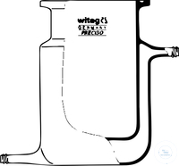 [0 992 500] Planflansch-Reaktionsgefäß 500 ml mit   Temperiermantel, Flansch mit Nut,   ungraduiert mit zwei seitlichen Gewinden GL18,   flacher Boden DN100, AØ130 mm,  IØ105 mm, Höhe 110 mm, Borrosilikatglas 3.3