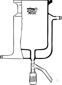 [0 996 263] Reaktionsgefäss 500ml, DN 100, graduiert, mit Nut,  zylindrisch mit Temperiermantel, 2xGL 18,   Entleerungsventil Normschliff Version 10 mm,  Aussen Ø130mm Innen Ø100mm Höhe 230mm,  Borosilikatglas 3.3