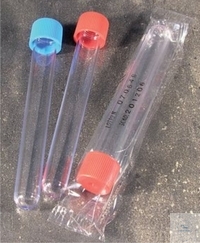 [5 464 122] Test tubes, w. screw cap, polystyrene,   round bottom, 19 ml, 16 x 150 mm sterile,   Case = 500 pcs.