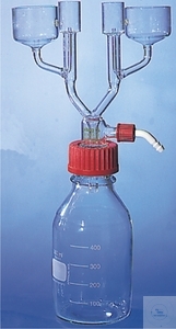 [2 990 211] (2 990 211) Küvettenwascher nach Swiegot, 2-fach,   für je 50 ml Reinigungsmittel, komplett mit   Laborflasche GL 45, 500 ml, autoklavierbar