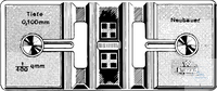 [4 140 105] ZAEHLKAMMERN "THOMA", DIN 12847, MIT DOPPELTER   NETZTEILUNG IN TRANSPARENTER KUNSTSTOFFSCHACHTEL,  MIT 2 HAEMA-CYTOMETER DECKGLAESER STAERKE 0,4 MM,  MIT CE KENNZEICHNUNG, HELL-LINIG  